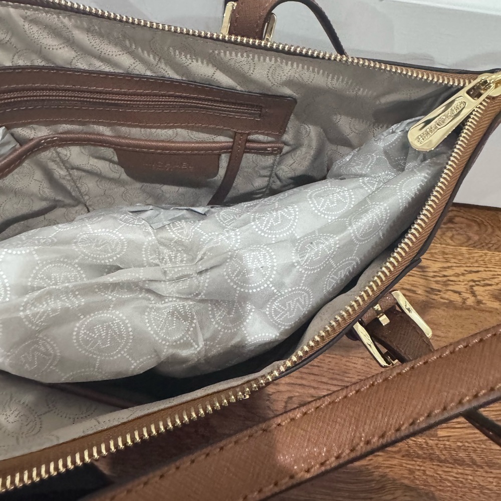 Michael Kors Brown Saffiano Tote with Gold Hardware - Picture 4 of 5